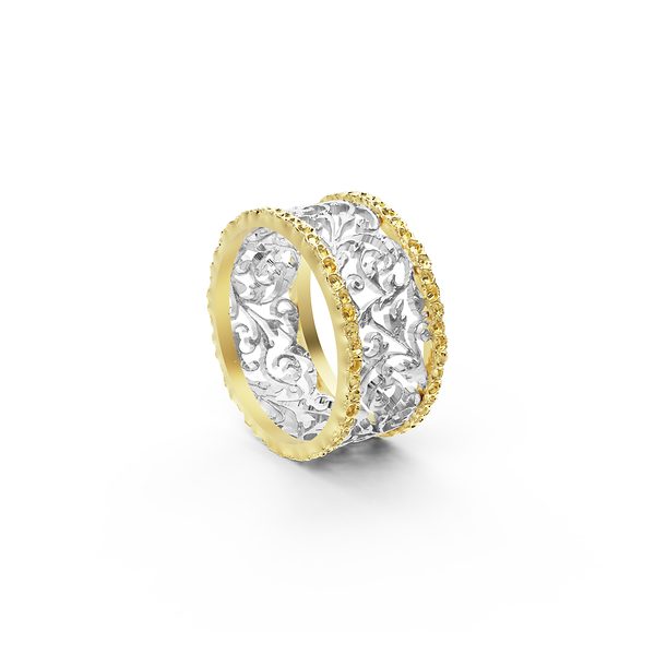 Bague Ornements — Or jaune, or blanc et diamants