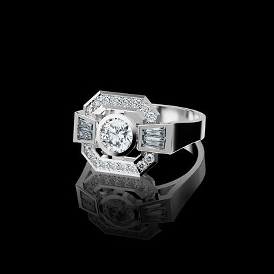 Bague Art Déco — modélisation 3D, Guillaume Grillo