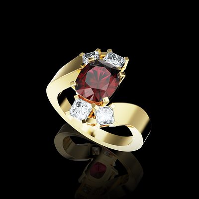 Bague asymétrique, taille princesse — modélisation 3D, Guillaume Grillo