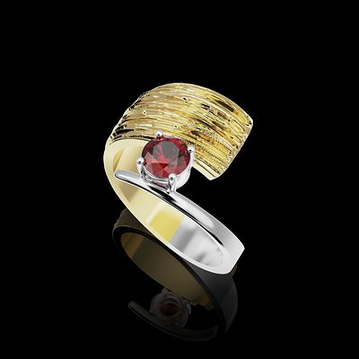 Bague asymétrique texturée bicolore — modélisation 3D, Guillaume Grillo