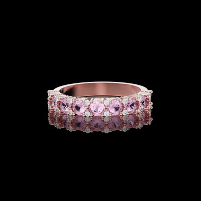 Bague demi-éternité, diamants sertis griffes — modélisation 3D, Guillaume Grillo