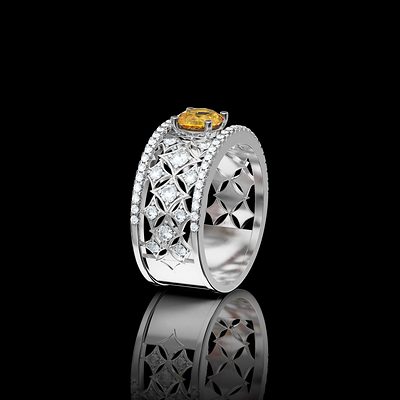 Bague étoiles, diamants — modélisation 3D, Guillaume Grillo