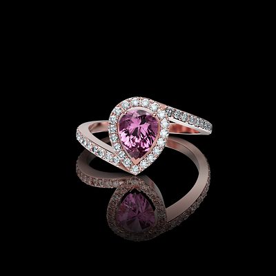 Bague poire asymétrique — modélisation 3D, Guillaume Grillo